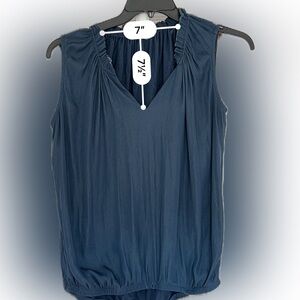 Blue dolan v neck silk blouse